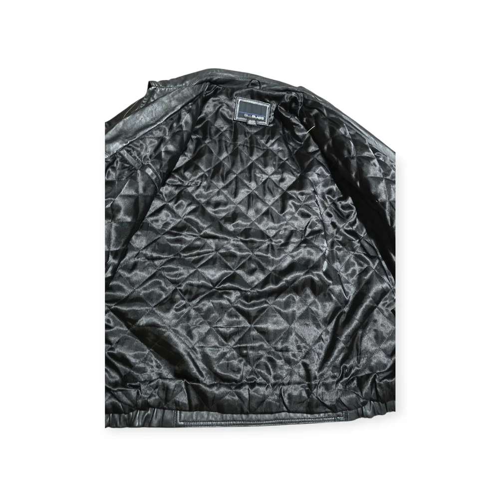 Bill Blass Black Lambskin Leather Bomber Jacket